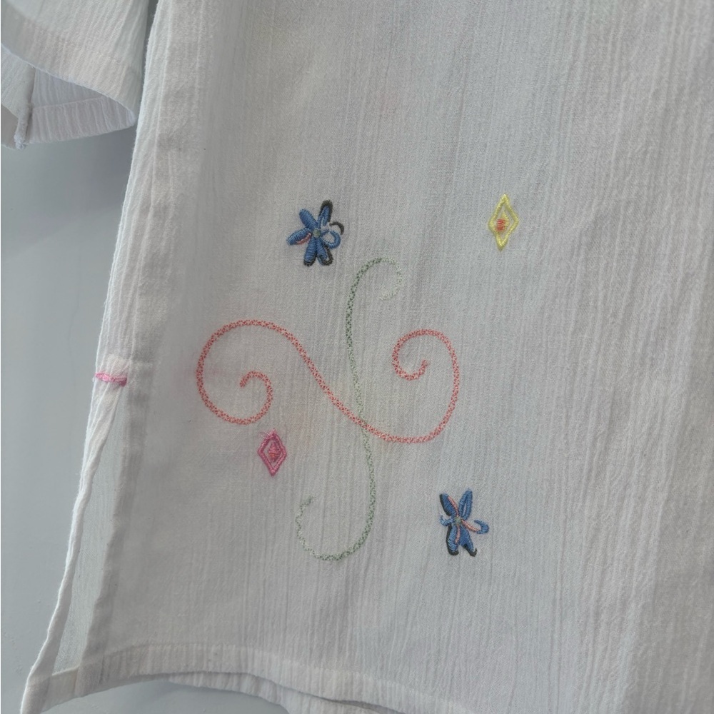 Koret Francisca White Button Down Embroidered Top… - image 7